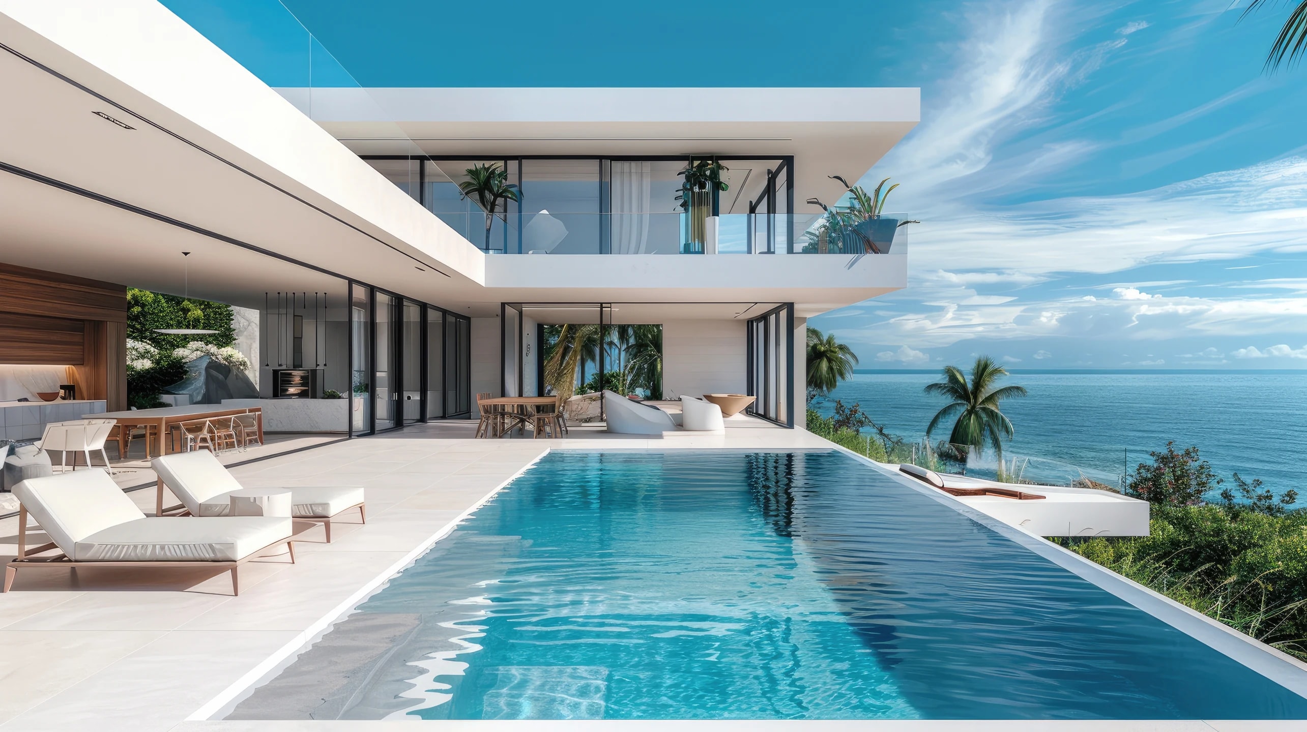 Luxury beachfront villa with infinity pool overlooking the ocean, ideal for summer escapes